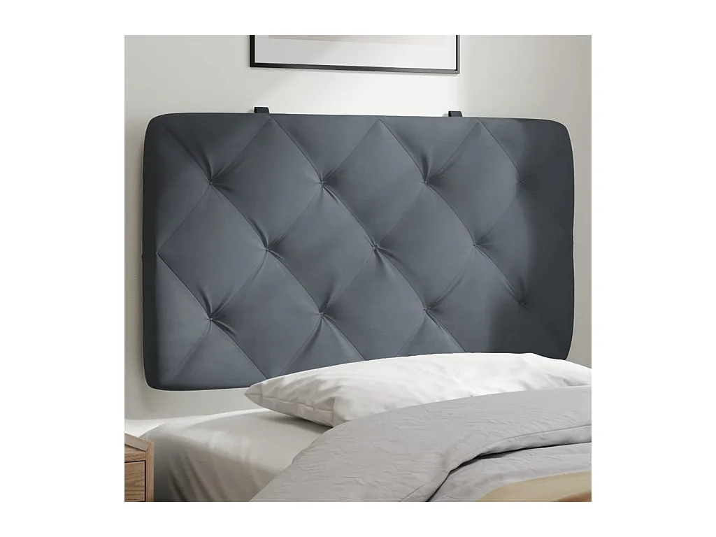 Coussin de tête de lit gris foncé 90 cm velours