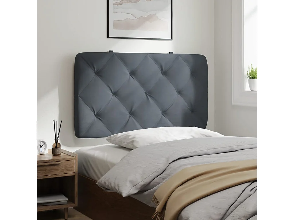 Cuscino Testiera Grigio Scuro 90 cm in Velluto