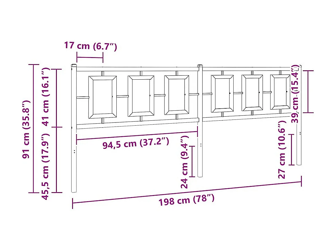 Tête de lit de remplacement métal blanc 193 cm