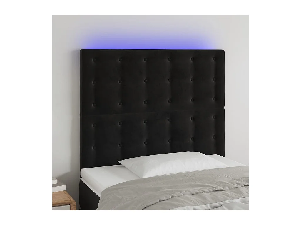 Tête de lit à LED Noir 90x5x118/128 cm Velours