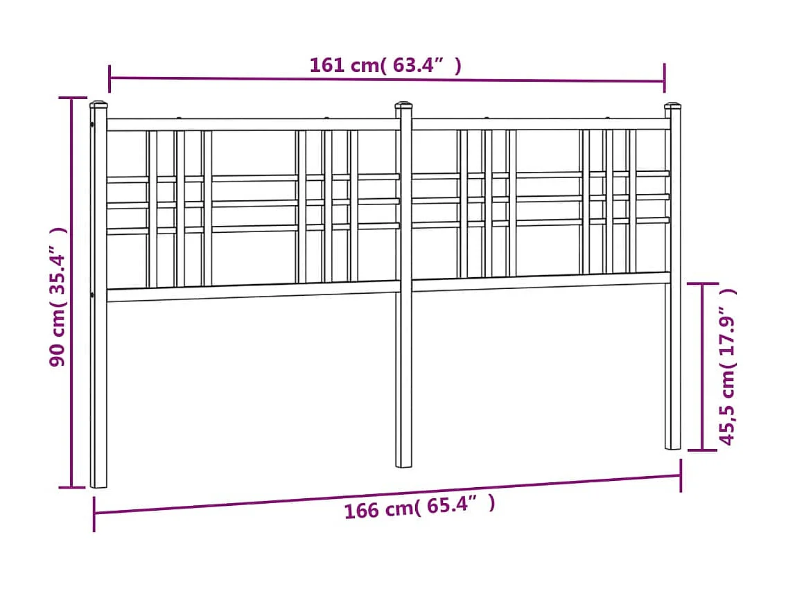 Vervangend hoofdbord 160 cm metaal zwart
