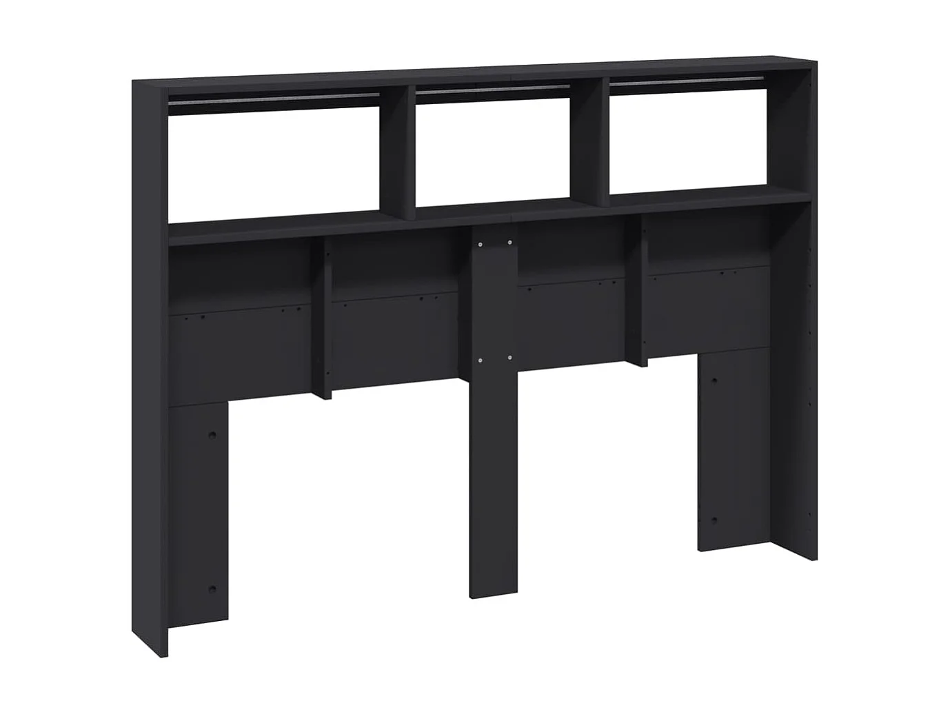 Armoire tête de lit avec LED noir 140x17x102 cm