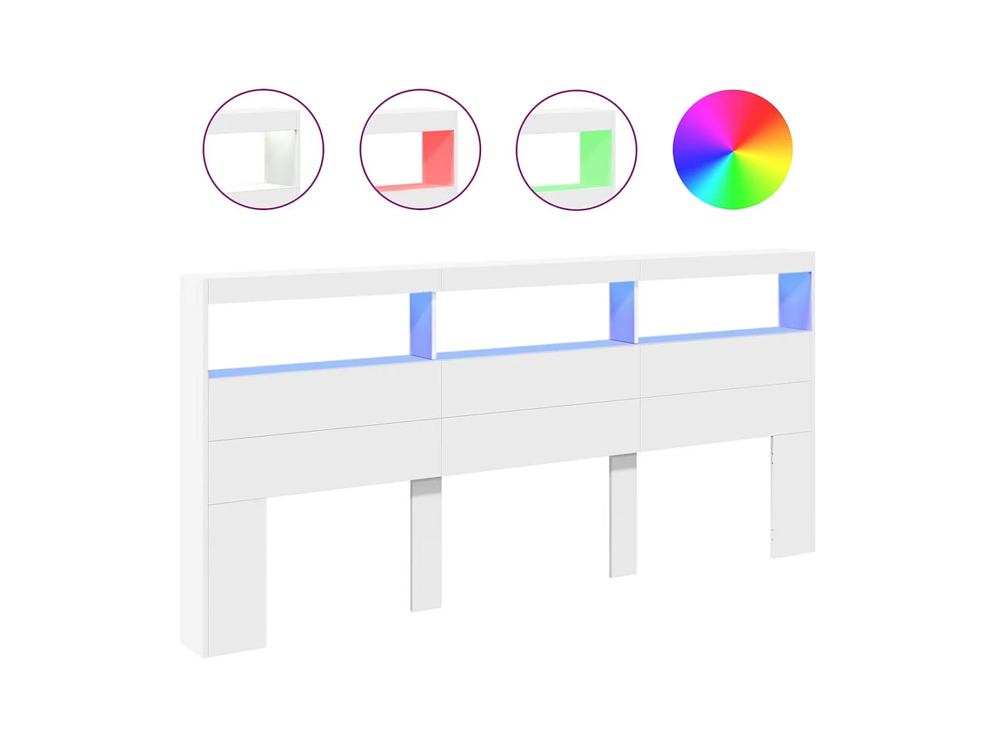Armoire tête de lit avec LED blanc 220x17x102 cm