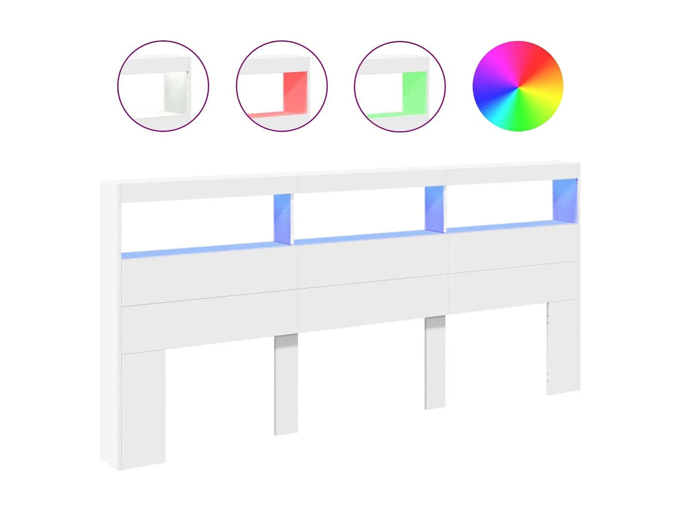 LED-Kopfteil mit Ablagen Weiß 220x17x102 cm