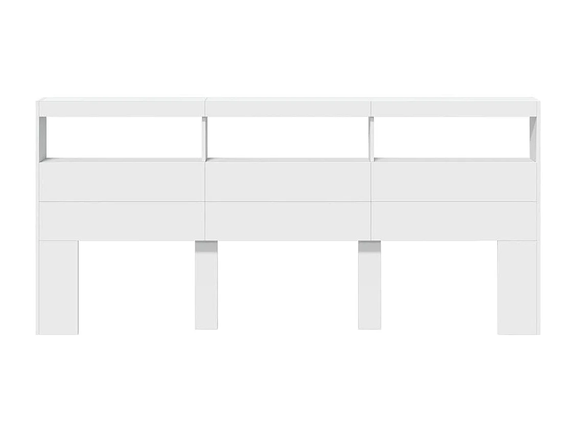 LED-Kopfteil mit Ablagen Weiß 220x17x102 cm