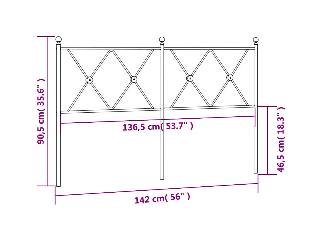 Hoofdbord 137 cm metaal zwart