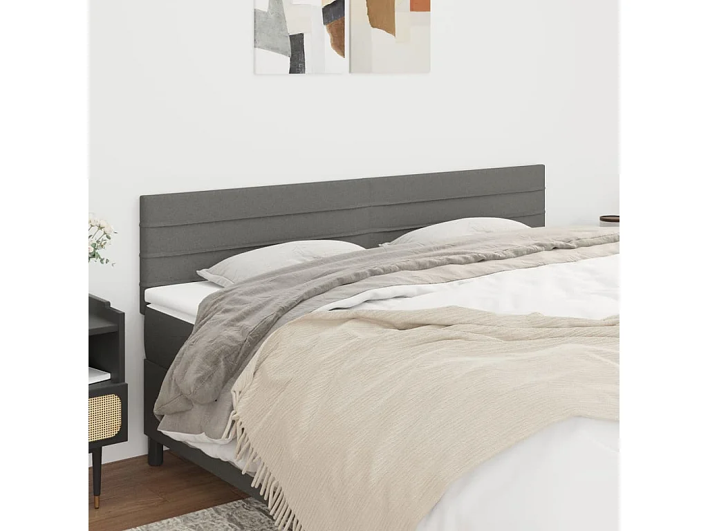 Testiera 2 pz Grigio Scuro 90x5x78/88 cm in Tessuto