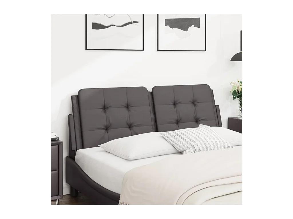 Coussin de tête de lit gris 120 cm similicuir