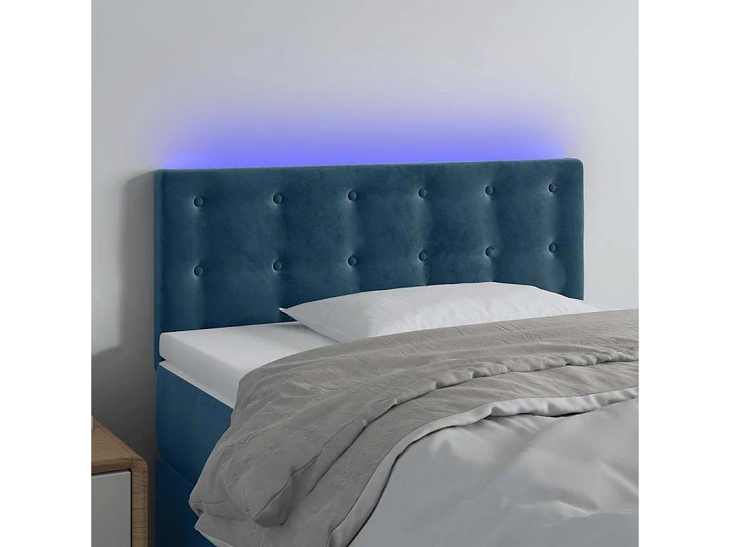 Hoofdbord LED 90x5x78/88 cm fluweel donkerblauw