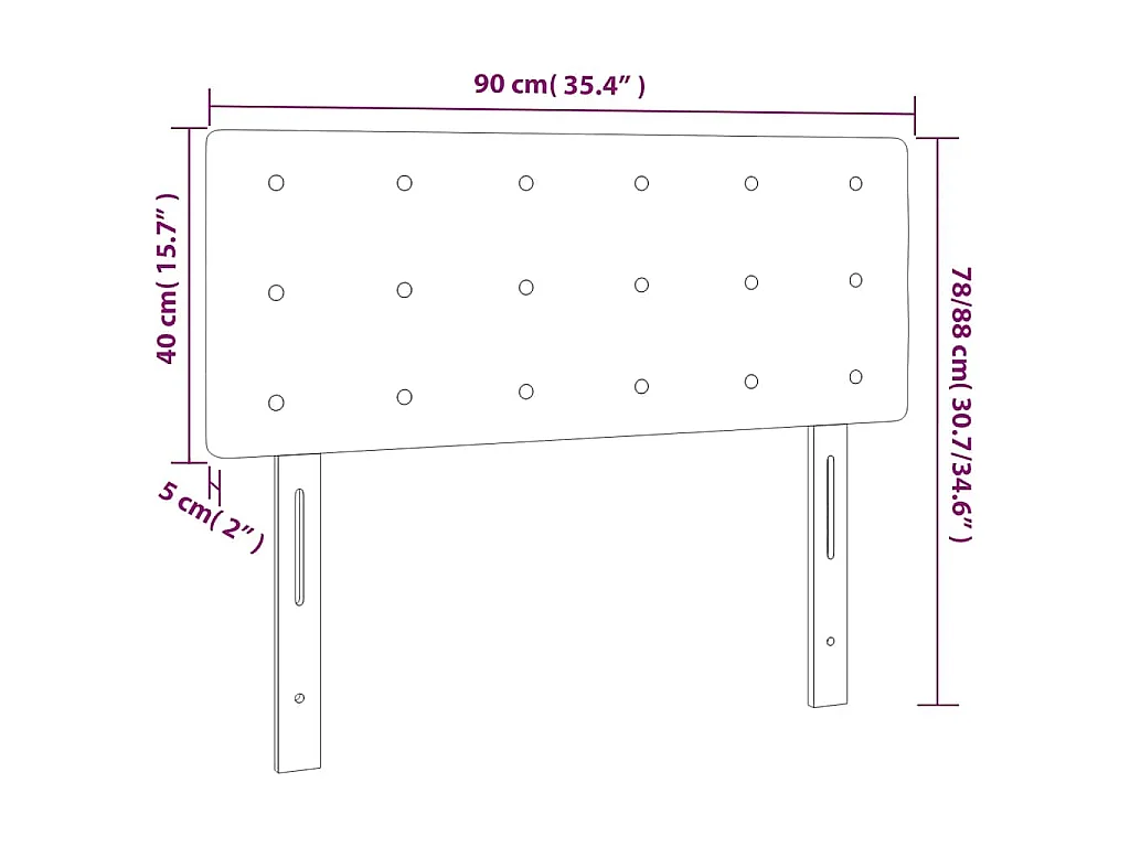 Hoofdbord LED 90x5x78/88 cm fluweel donkerblauw