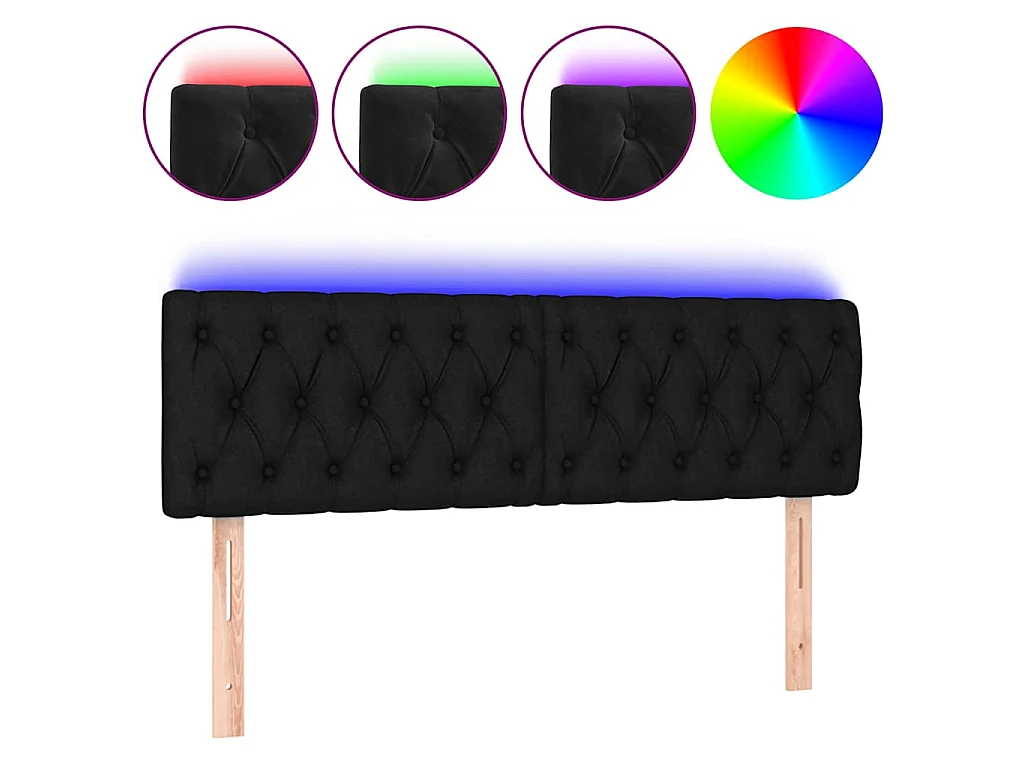 Hoofdbord LED 144x7x78/88 cm fluweel zwart
