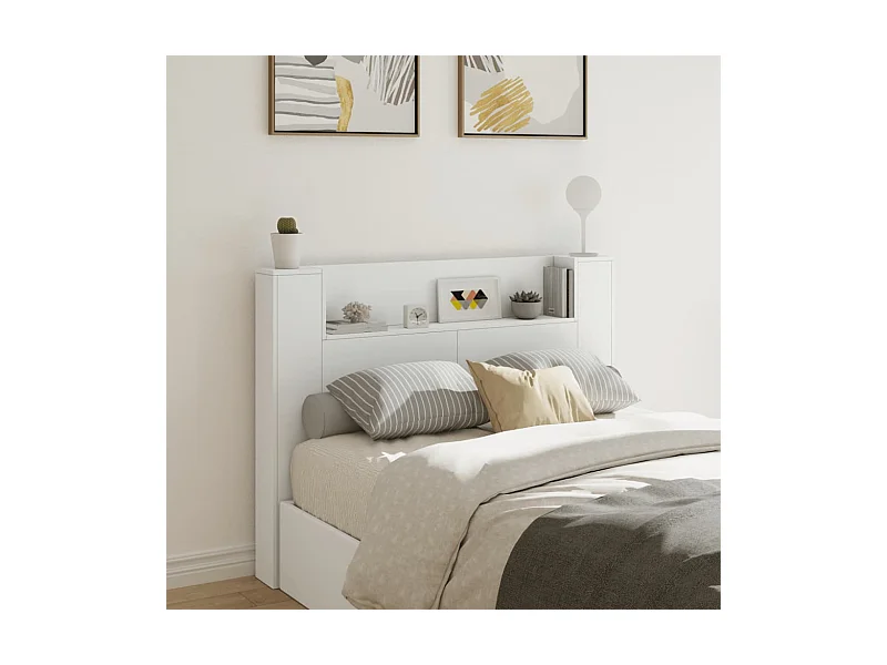 LED-Kopfteil mit Ablagen Weiß 140x16,5x103,5 cm