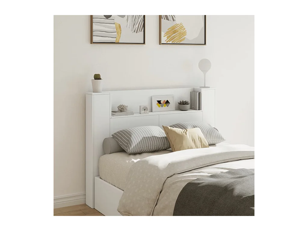 LED-Kopfteil mit Ablagen Weiß 140x16,5x103,5 cm