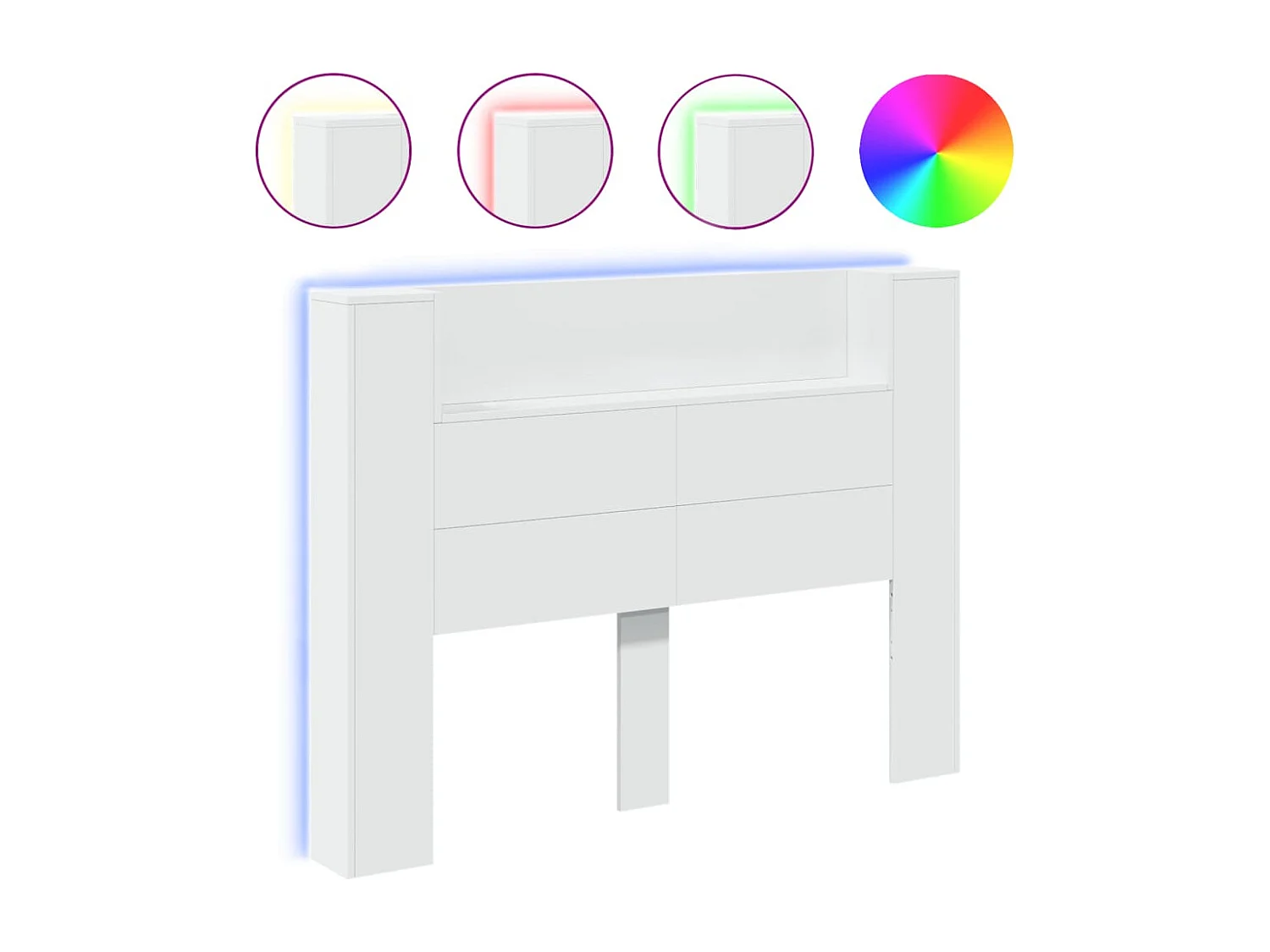 LED-Kopfteil mit Ablagen Weiß 140x16,5x103,5 cm