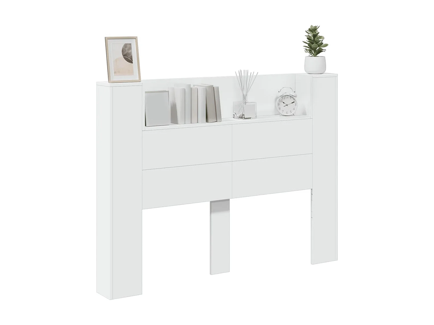 LED-Kopfteil mit Ablagen Weiß 140x16,5x103,5 cm