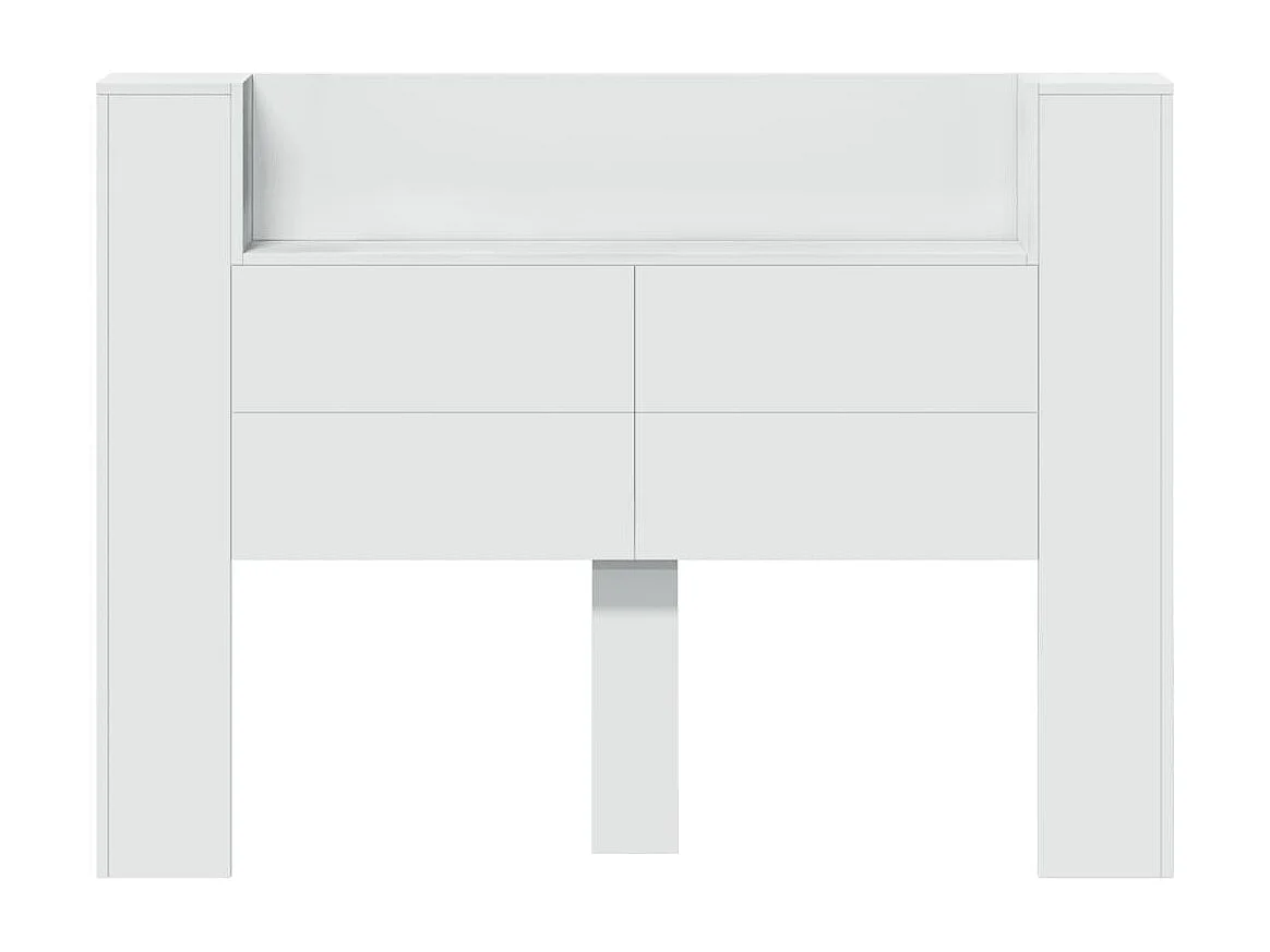 LED-Kopfteil mit Ablagen Weiß 140x16,5x103,5 cm