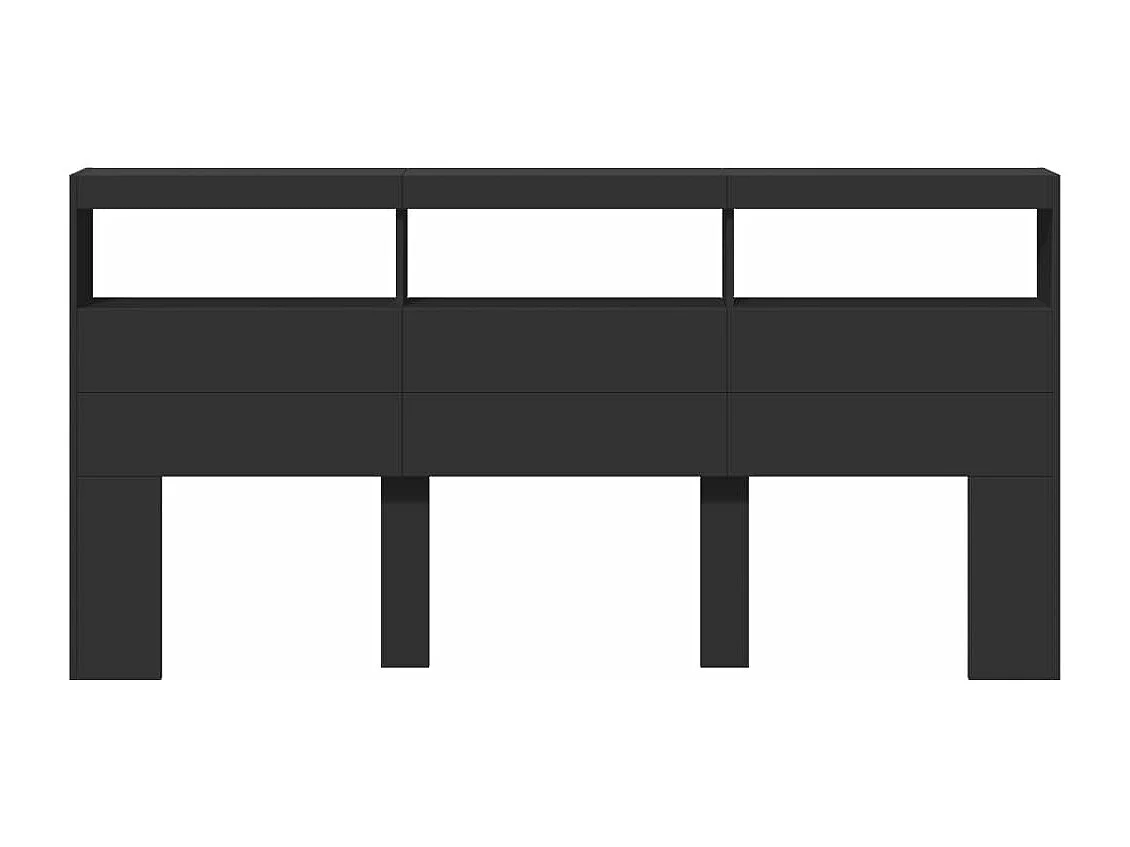 Cabecero de cama con luz LED negro 200x17x102 cm