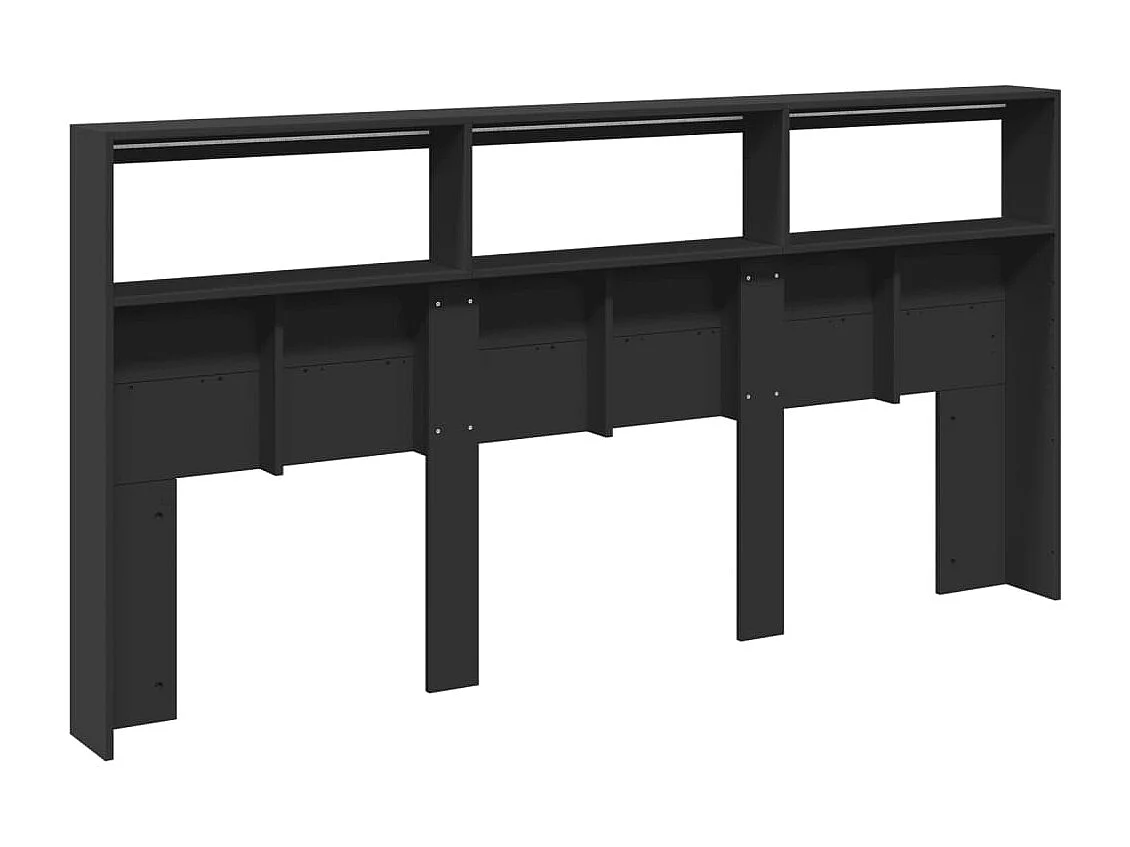 Hoofdbordkast met LED-verlichting 200x17x102 cm zwart