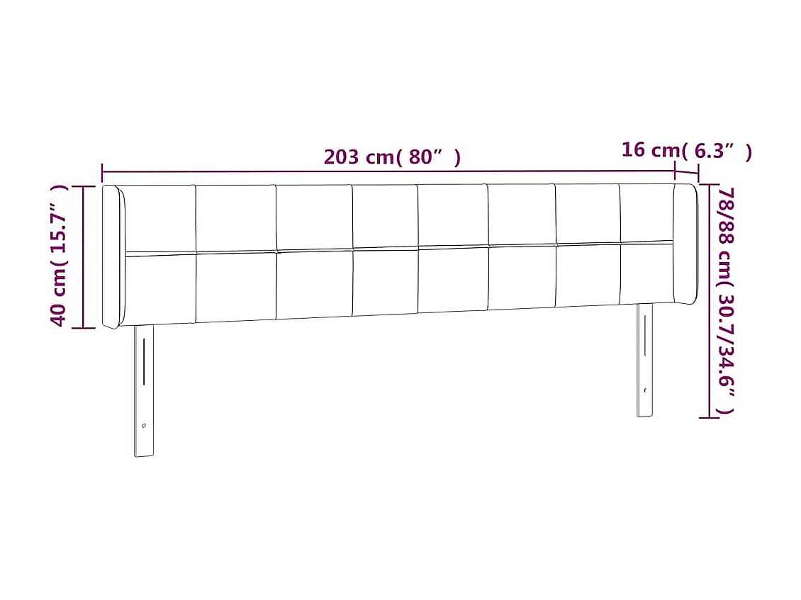 Tête de lit à LED Bleu foncé 203x16x78/88 cm Velours