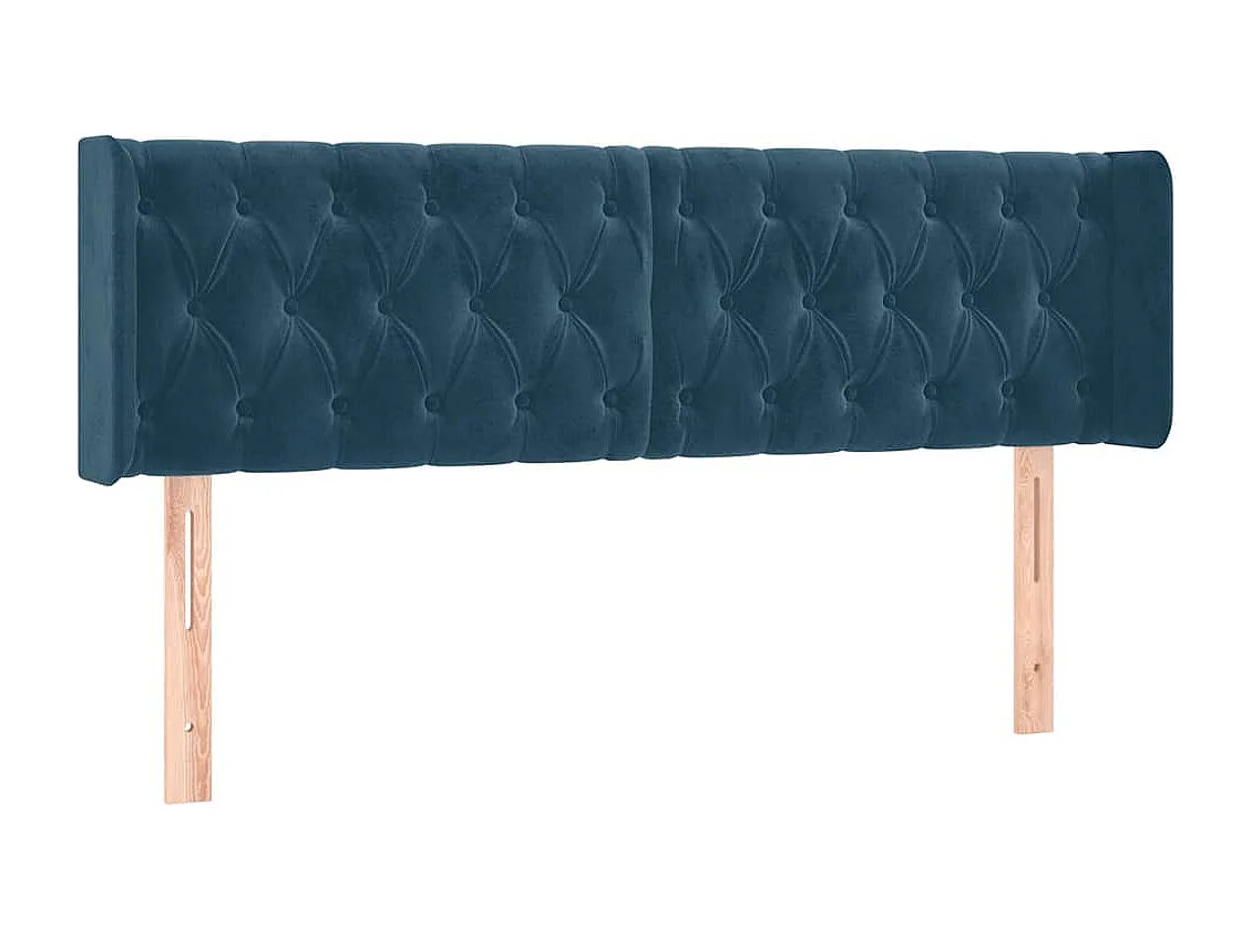 Tête de lit avec oreilles Bleu foncé 147x16x78/88 cm Velours