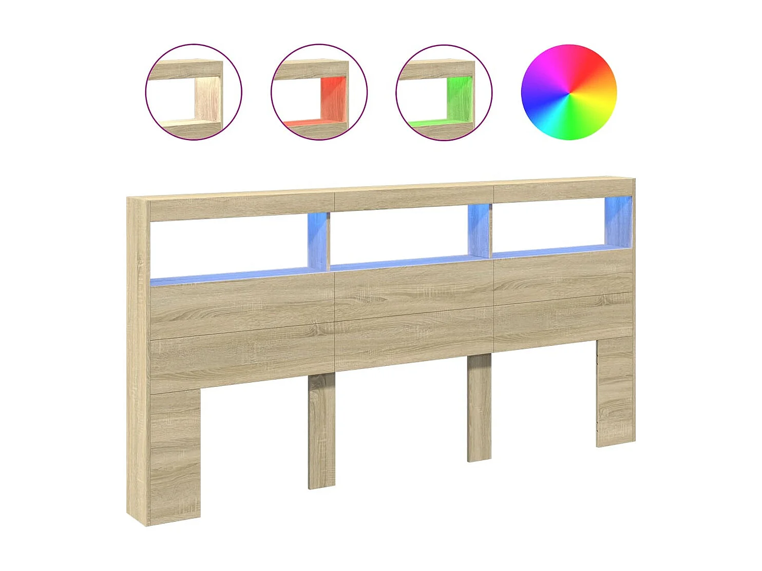 LED-Kopfteil mit Ablagen Sonoma-Eiche 200x17x102 cm