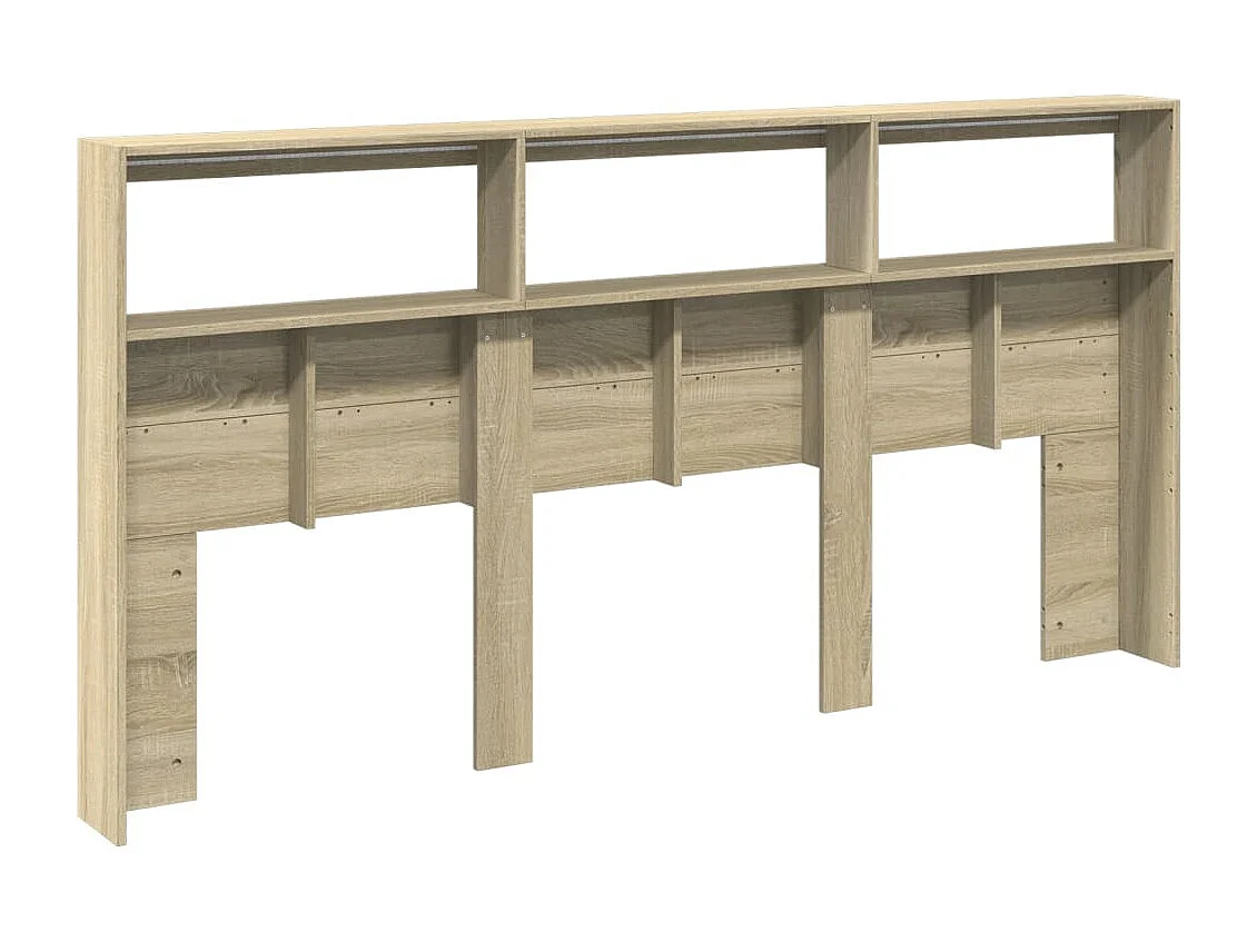 LED-Kopfteil mit Ablagen Sonoma-Eiche 200x17x102 cm