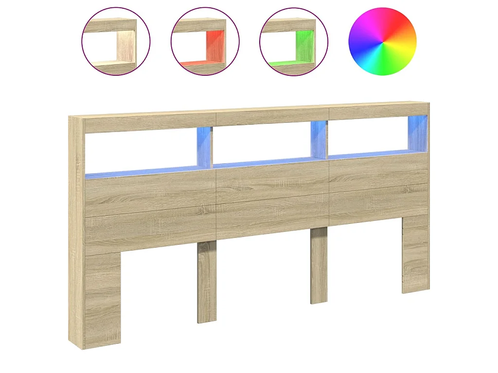 LED-Kopfteil mit Ablagen Sonoma-Eiche 200x17x102 cm