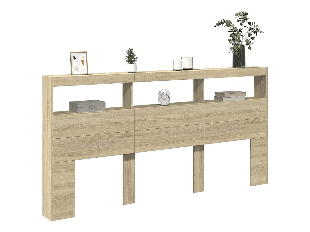 LED-Kopfteil mit Ablagen Sonoma-Eiche 200x17x102 cm