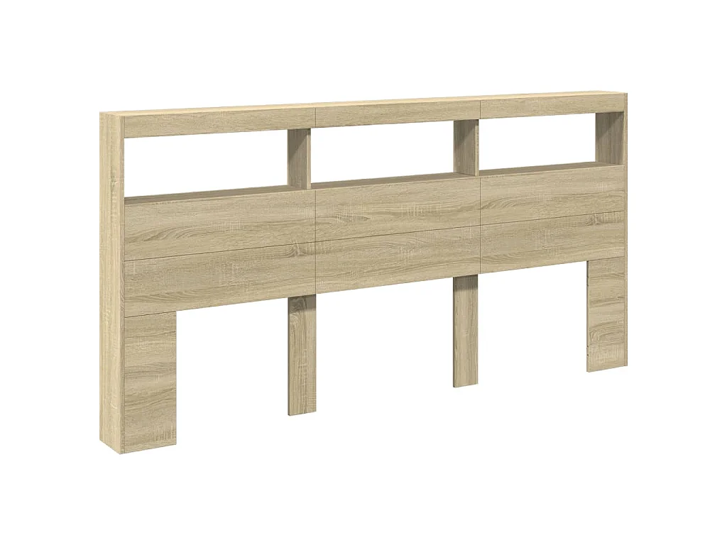 Armoire tête de lit avec LED chêne sonoma 200x17x102 cm