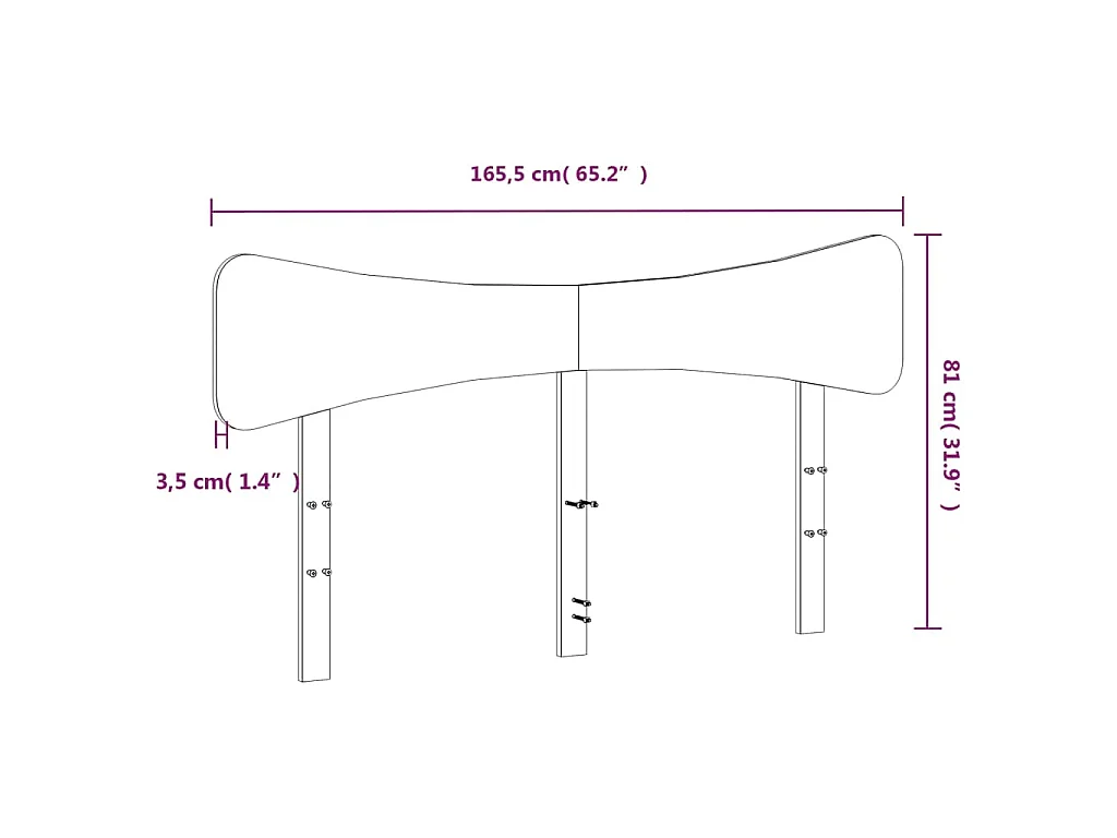Testiera Marrone Cera 160 cm in Legno Massello di Pino