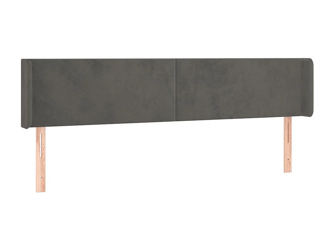 Hoofdbord met randen 183x16x78/88 cm fluweel donkergrijs