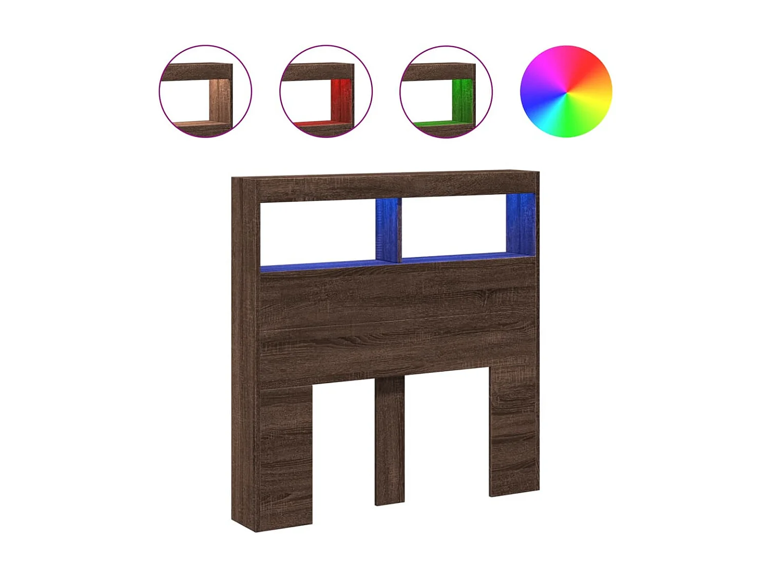 LED-Kopfteil mit Ablagen Braun Eichen-Optik 100x17x102 cm