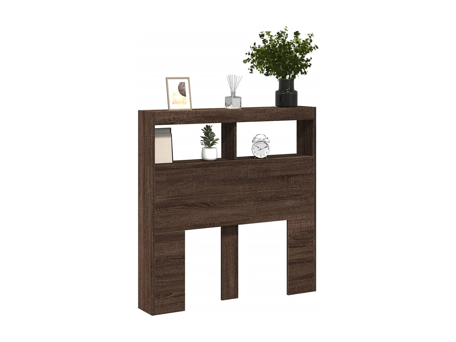 LED-Kopfteil mit Ablagen Braun Eichen-Optik 100x17x102 cm