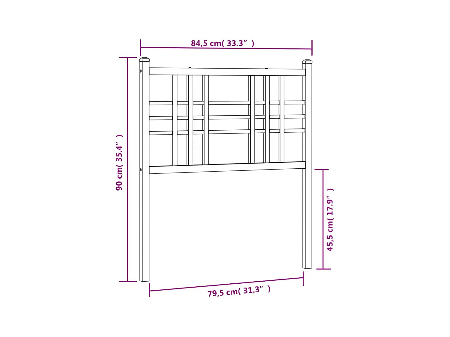 Hoofdbord 80 cm metaal zwart