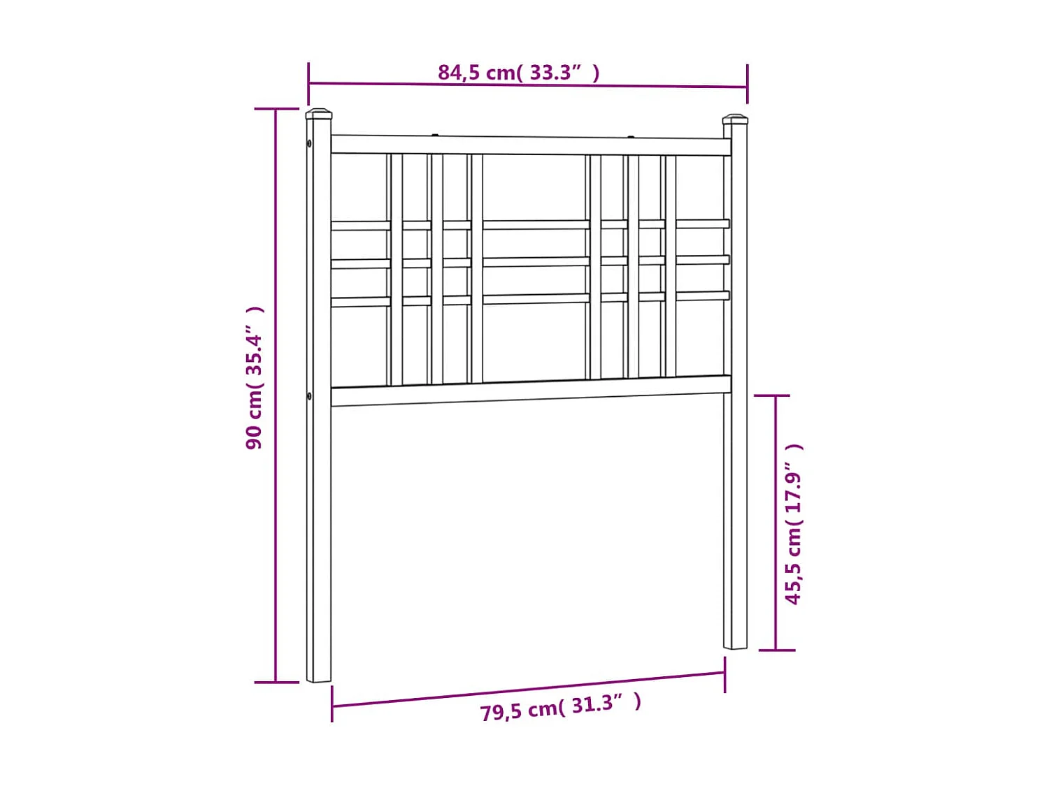 Tête de lit métal noir 80 cm