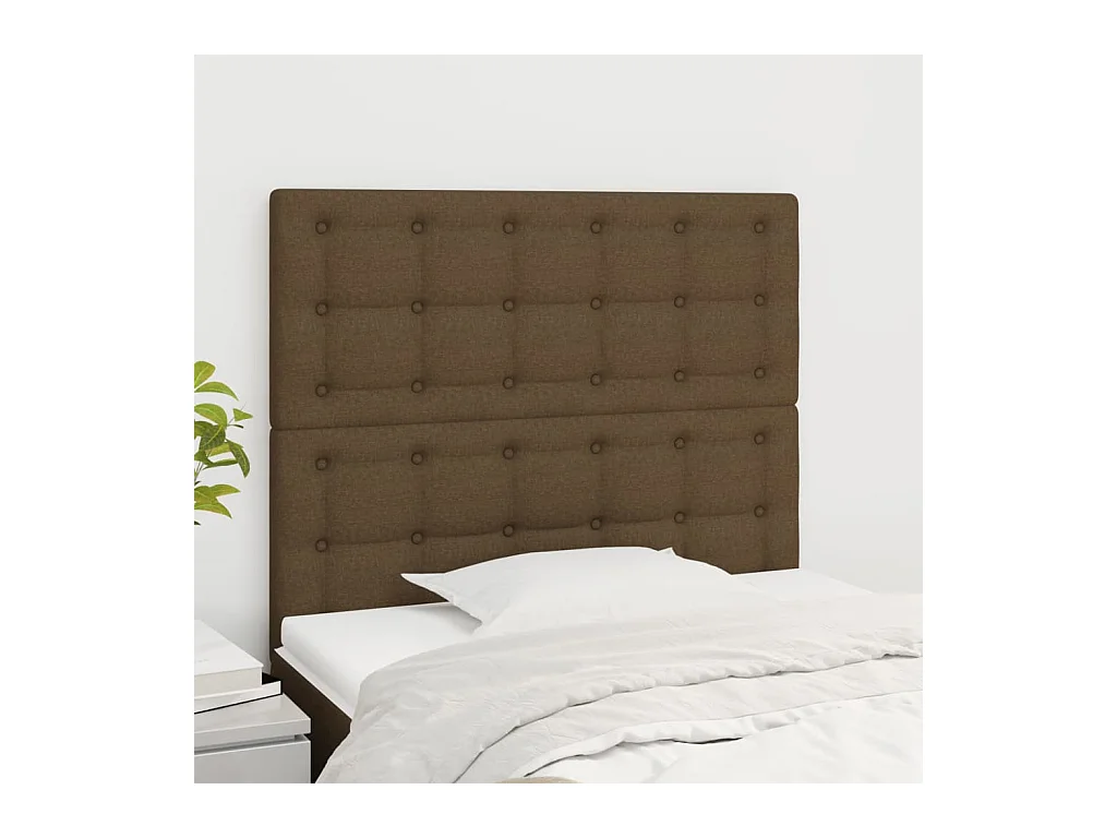 Tête de lit marron foncé 100x5x118/128 cm Tissu