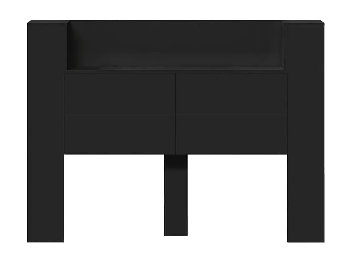 LED-Kopfteil mit Ablagen Schwarz 140x16,5x103,5 cm