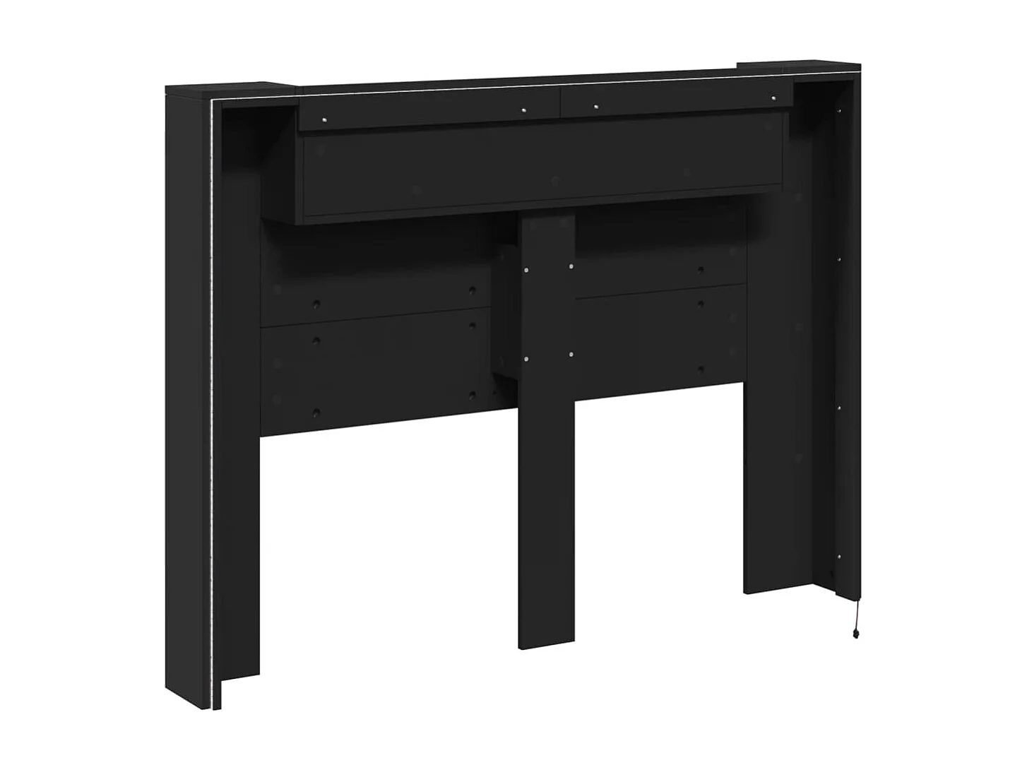 LED-Kopfteil mit Ablagen Schwarz 140x16,5x103,5 cm