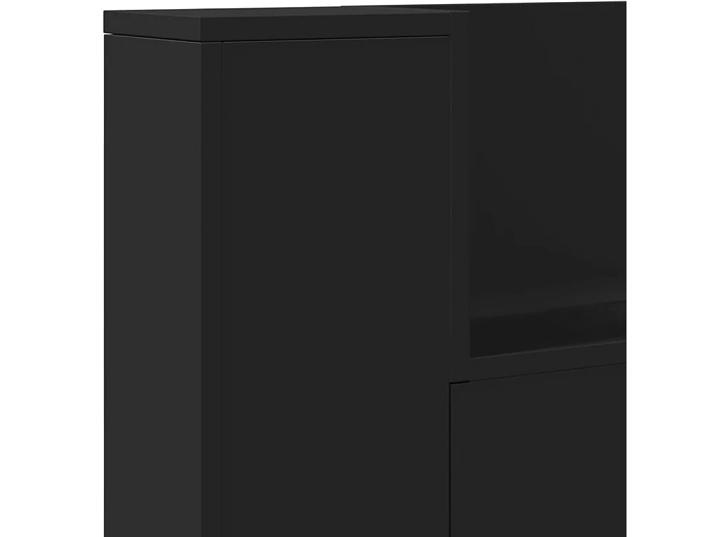 LED-Kopfteil mit Ablagen Schwarz 140x16,5x103,5 cm