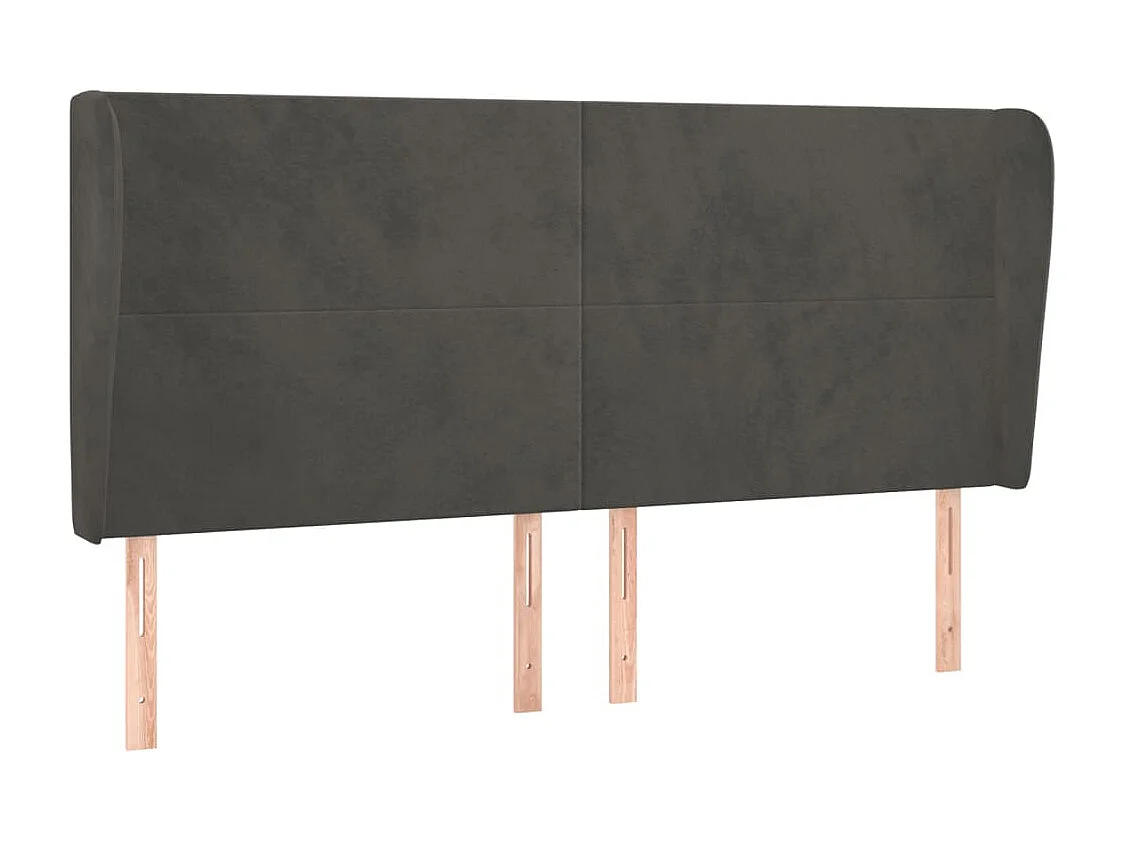 Testiera ad Orecchio GrigioScuro 163x23x118/128cm in Velluto
