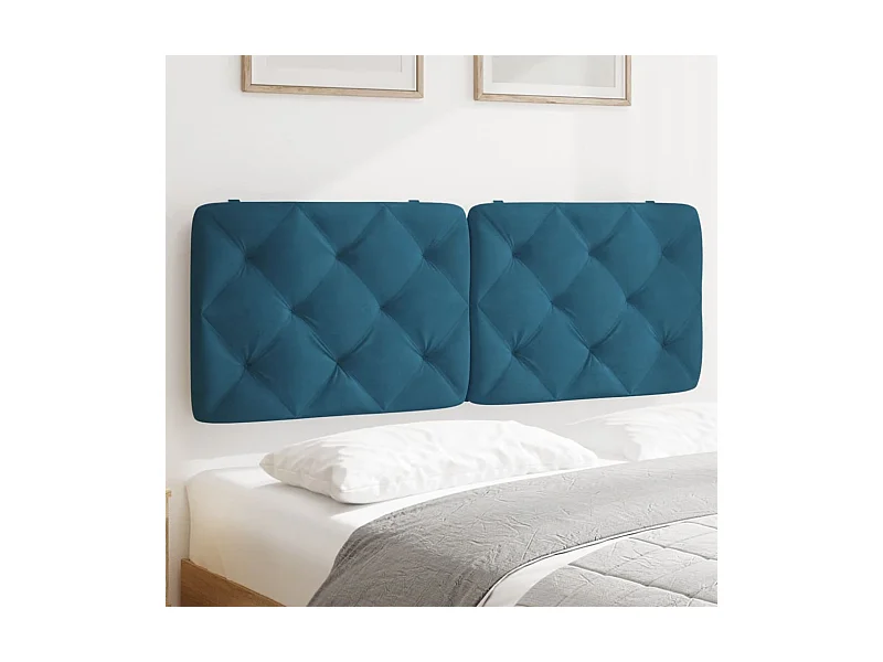 Coussin de tête de lit bleu 140 cm velours