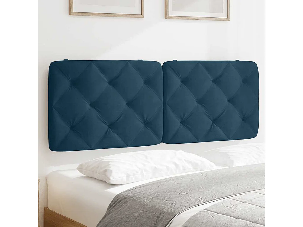 Cuscino Testiera Blu 140 cm in Velluto