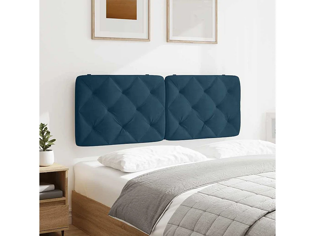 Cuscino Testiera Blu 140 cm in Velluto