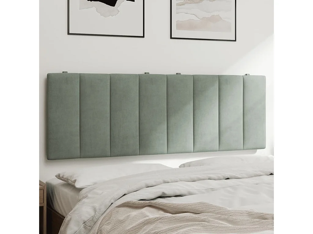 Cabecero de cama acolchado Hanko terciopelo gris claro 120 cm