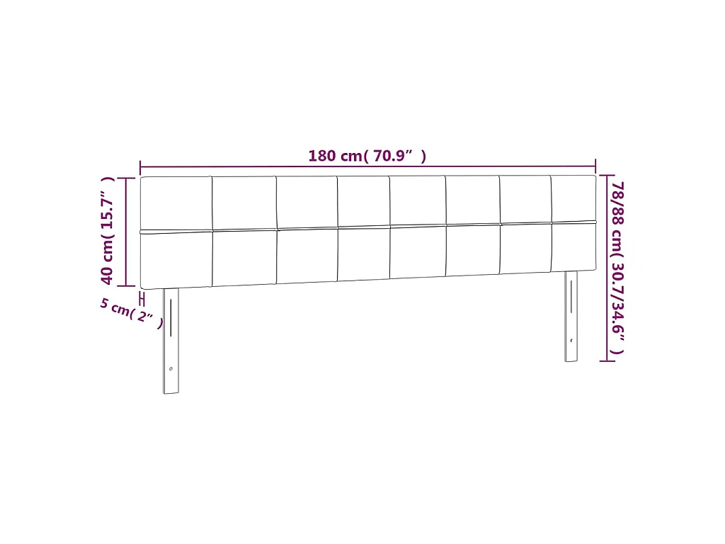 Kopfteile Creme 180x5x78/88 cm Stoff