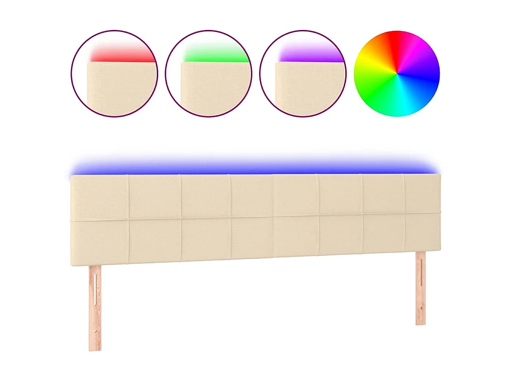 Tête de lit à LED Crème 180x5x78/88 cm Tissu