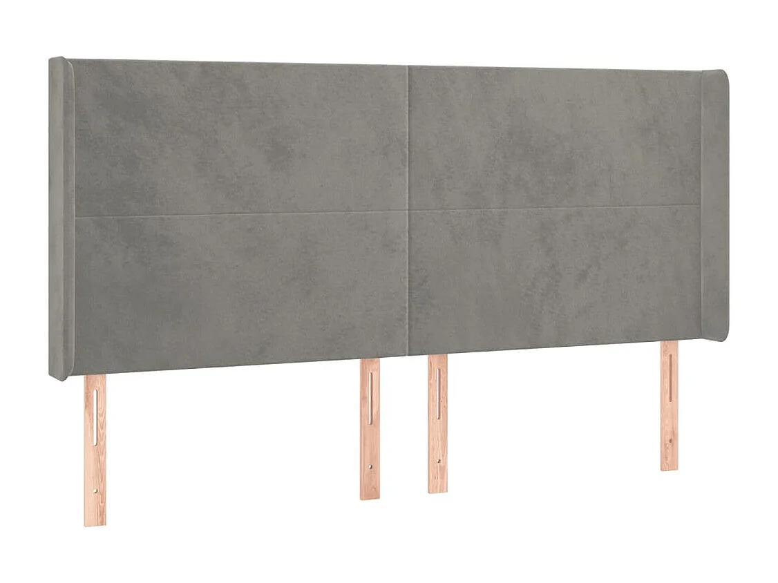 Tête de lit avec oreilles Gris clair 163x16x118/128 cm Velours