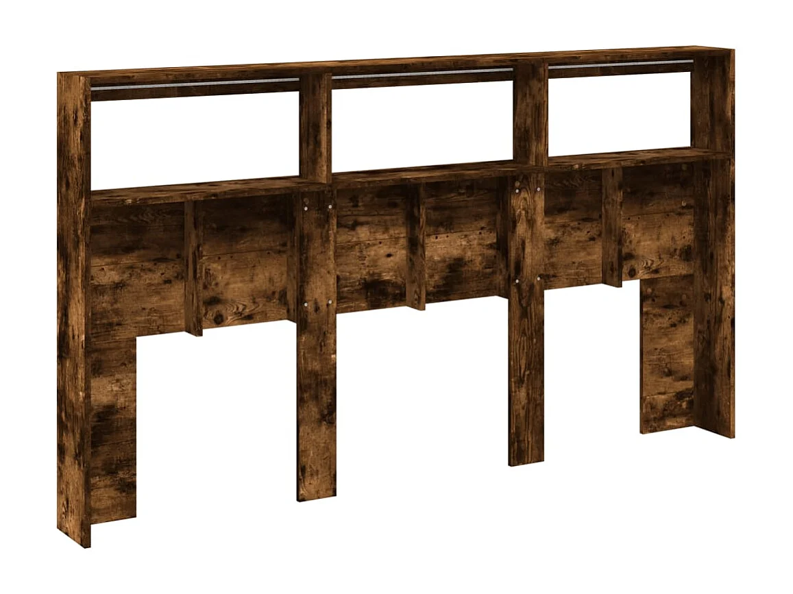 Hoofdbordkast met LED-verlichting 180x17x102 cm gerookt eiken