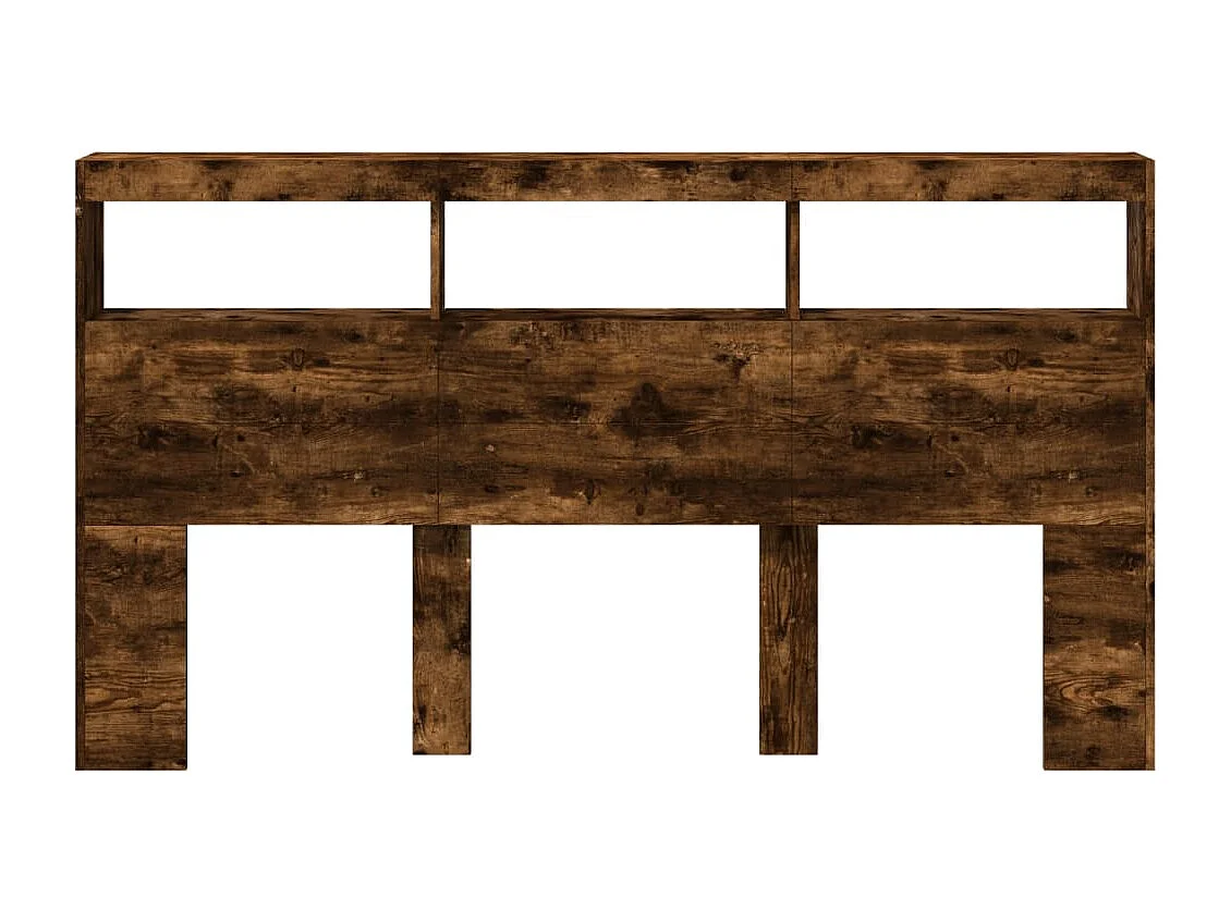 Armoire tête de lit avec LED chêne fumé 180x17x102 cm