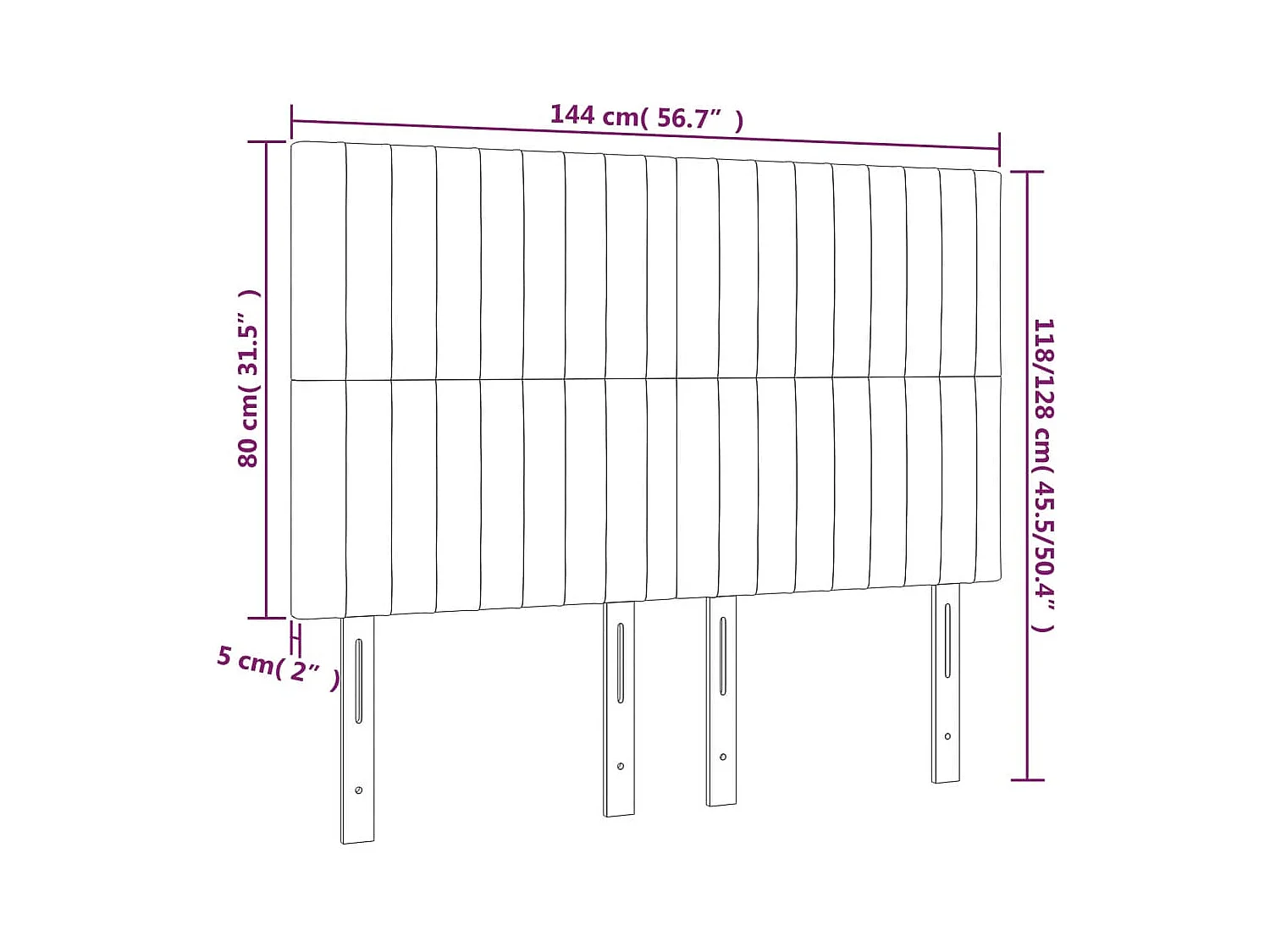 Kopfteile 4 Stk. Schwarz 72x5x78/88 cm Samt